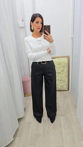 PANTALONE IN ECOPELLE NERO